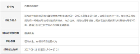 内蒙赤峰+中粮生猪养殖产业扶贫战略合作项目招标书