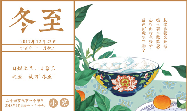 冬至日祭祀祖先，祭毕，阂家聚餐，分享祭品。