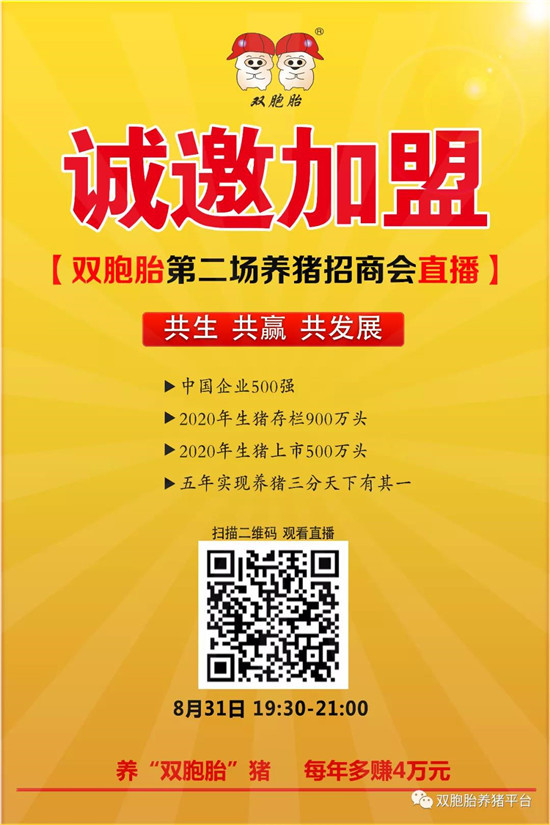 双胞胎第二场养猪招商会直播今晚7点半不见不散