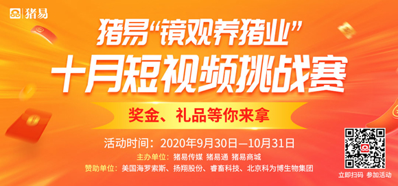 猪易“镜观养猪业” 十月短视频挑战赛火热开启！奖金、礼品等你来拿！