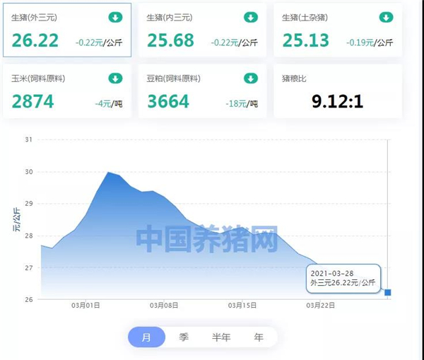 03月28日猪价：猪价大面积下跌，上涨苗头没了？