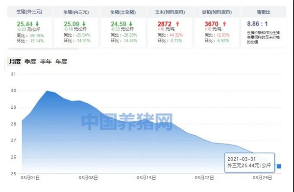 3月31日猪价：消费欲望下降，猪价恐将继续遭受打压？