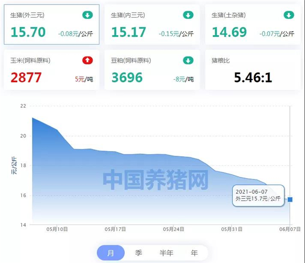 06月07日猪价：猪价跌幅减缓，东北地区全面上涨！