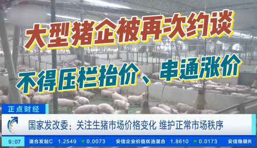 发改委再次“约谈”猪企，提醒大型猪企不得压栏抬价、串通涨价！