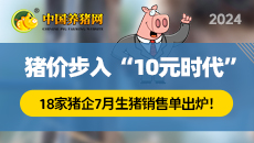 猪价步入“10元时代” ,18家猪企7月生猪销售单出炉！