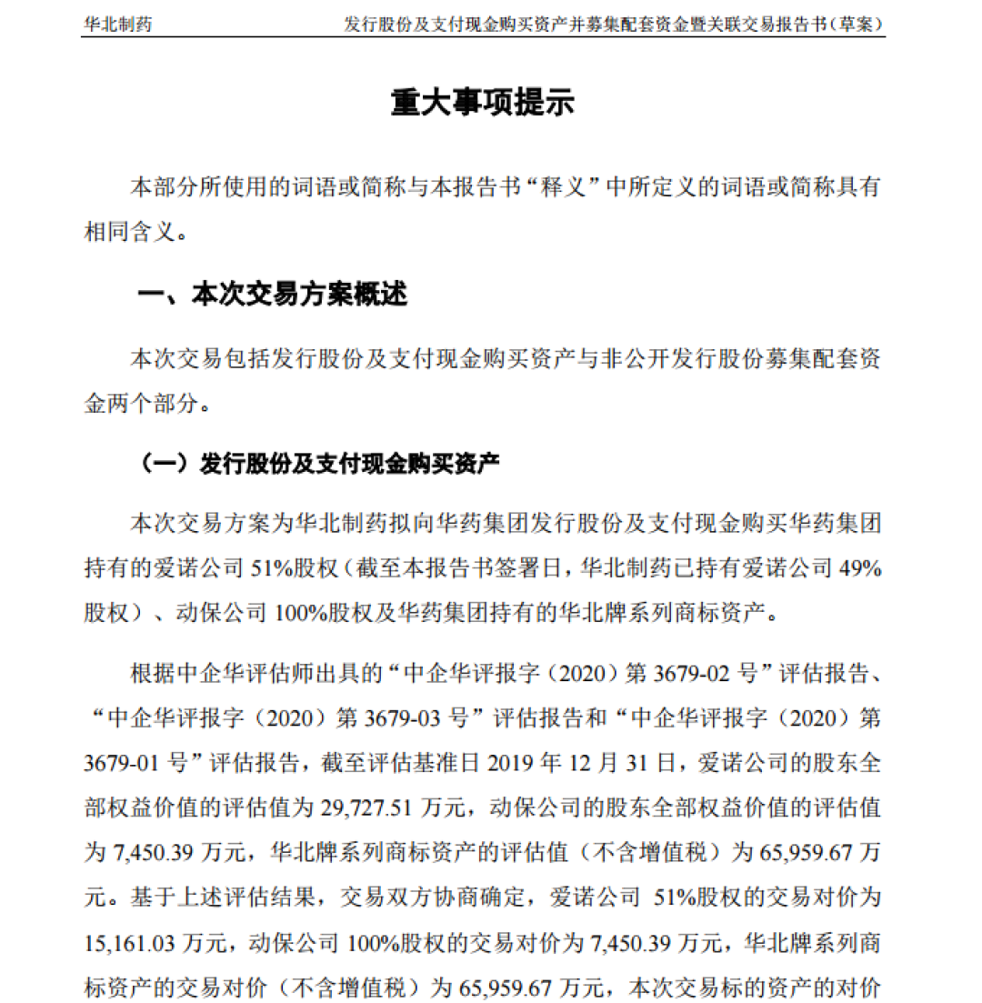 跨界兽药行业，华北制药拟8.86亿元重组进军