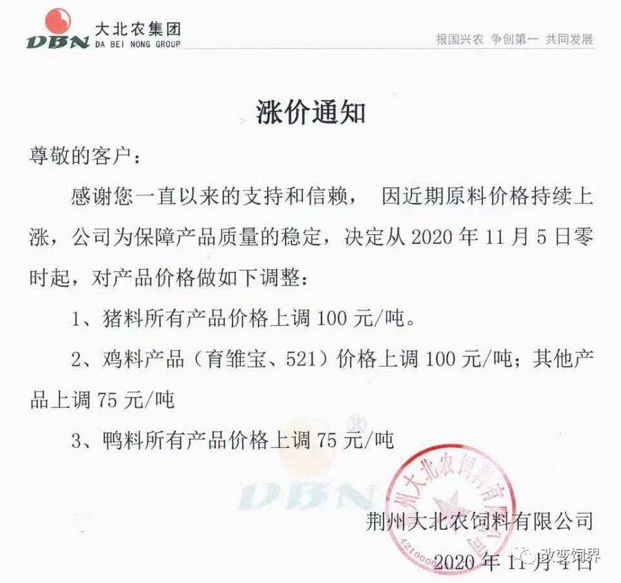 2020年第八次饲料价格上涨！丨正大集团、新希望六和、正邦科技等宣布涨价